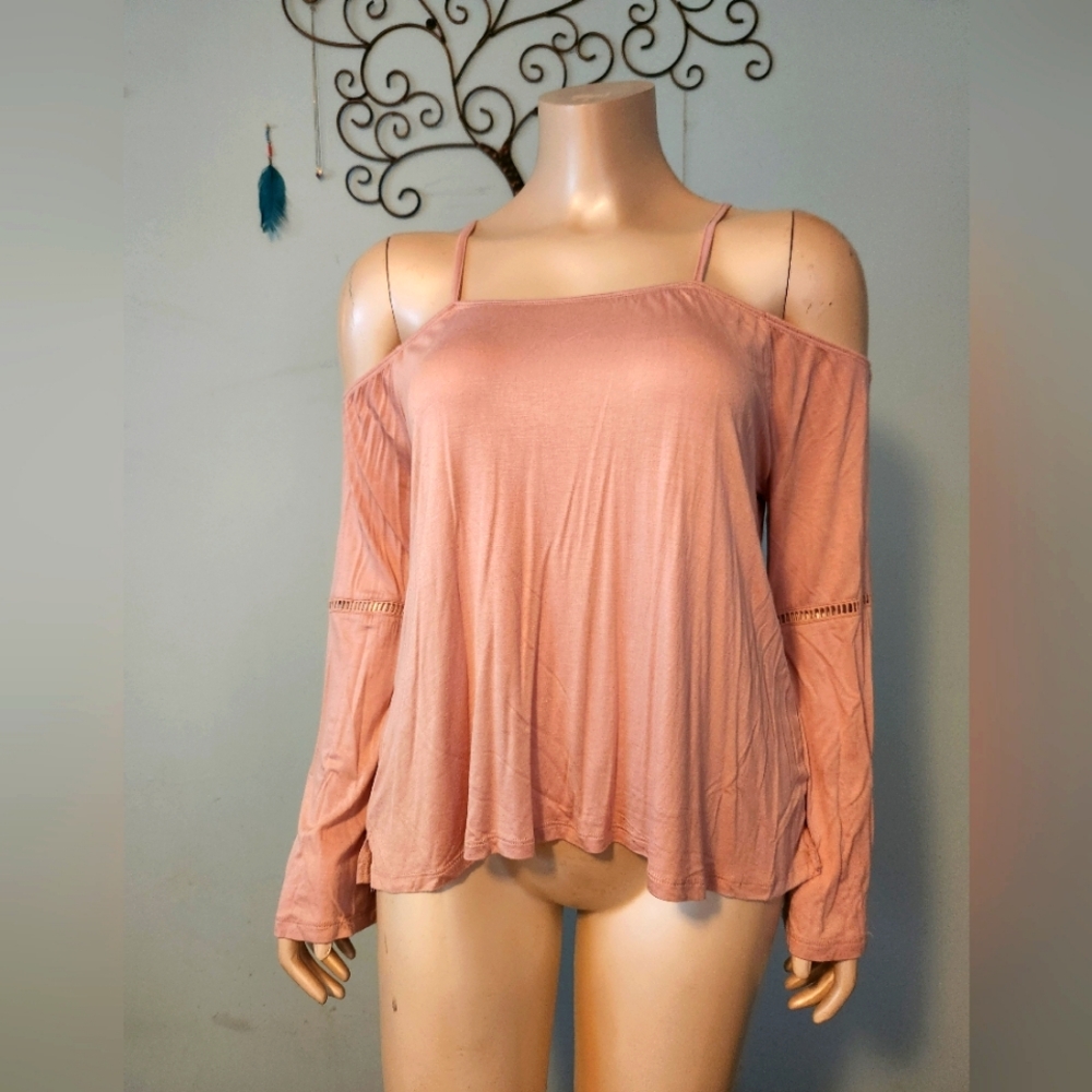 Of shoulder bell sleeve blouse